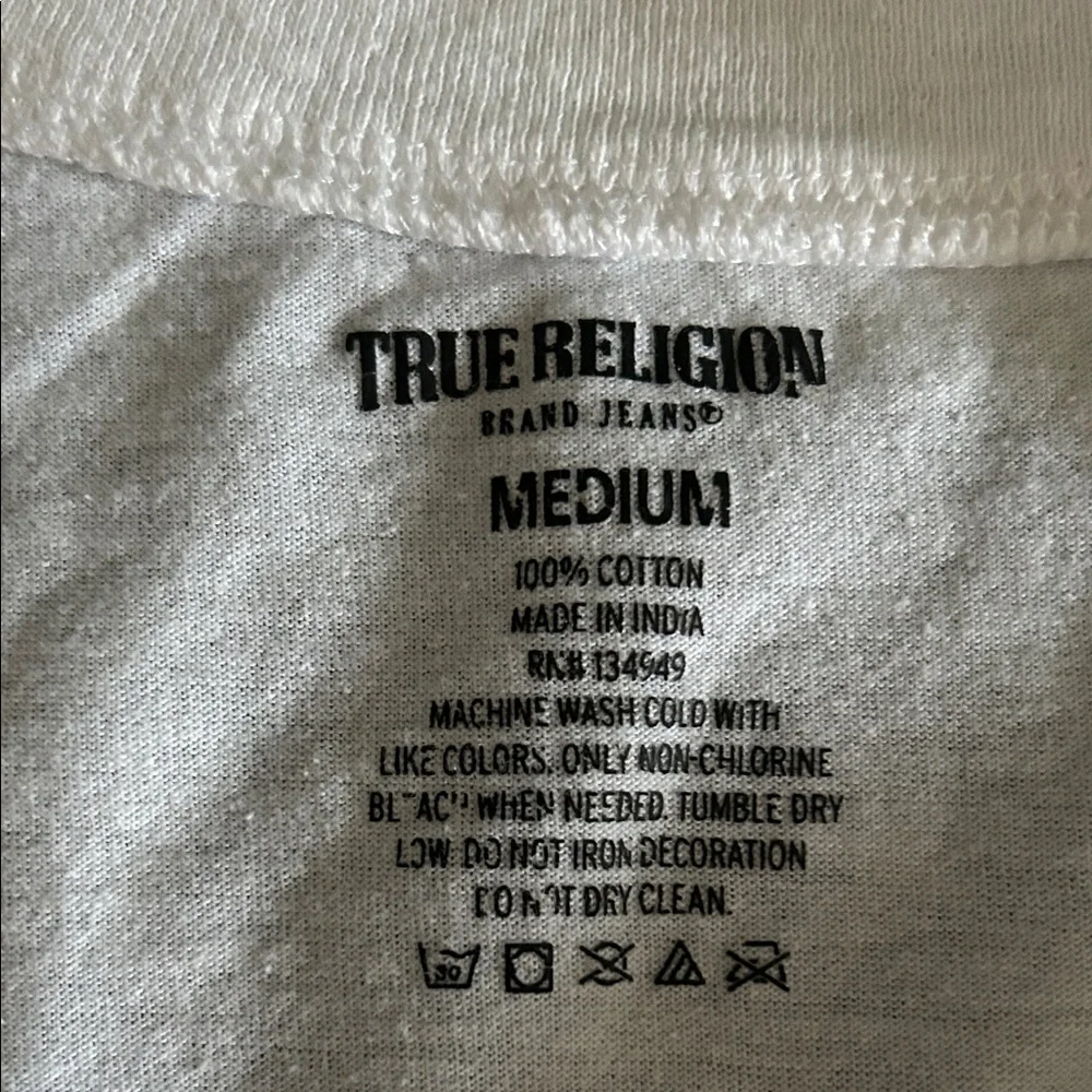 True Religion White and Red V-Neck Tee